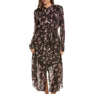 Bella DahlBlack and Pink Floral Long Sleeve Dress size S